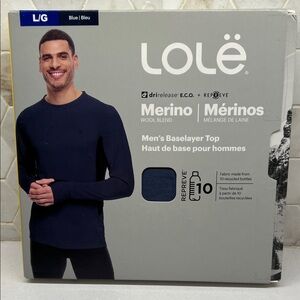Lolë Men's Merino Wool Blend Baselayyer Top - Blue Large